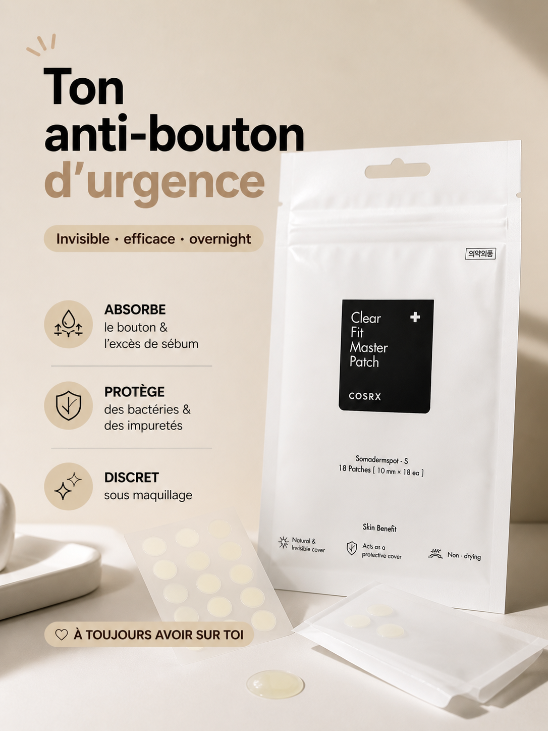 COSRX - Clear Fit Master Patch - SOS bouton : invisible & agit en quelques heures