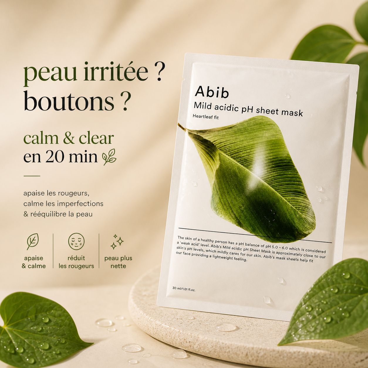Abib - Mild Acidic pH Sheet Mask Hearthleaf 🌿