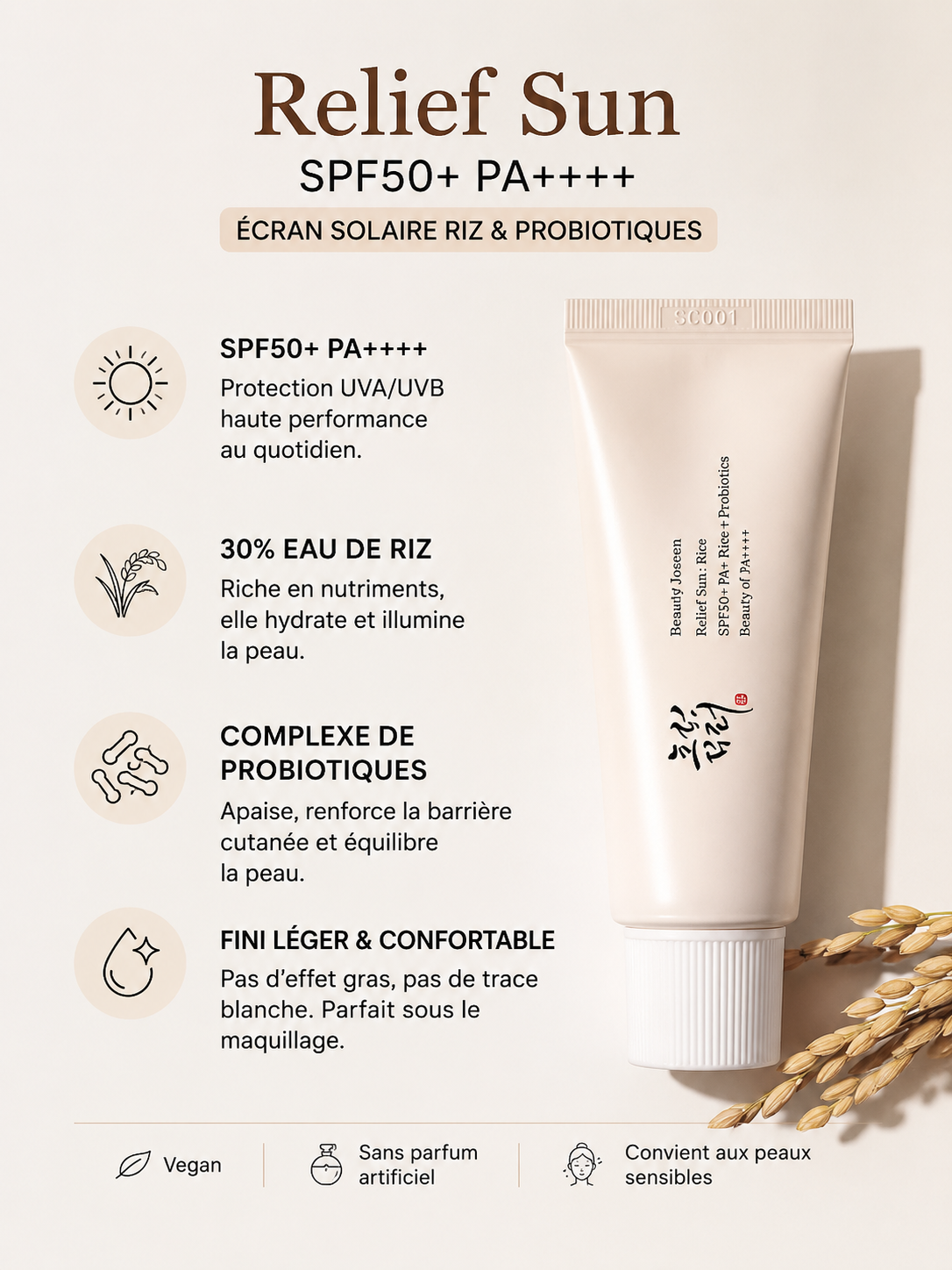 BEAUTY OF JOSEON - RELIEF SUN RICE PROBIOTICS SPF50+ PA++++